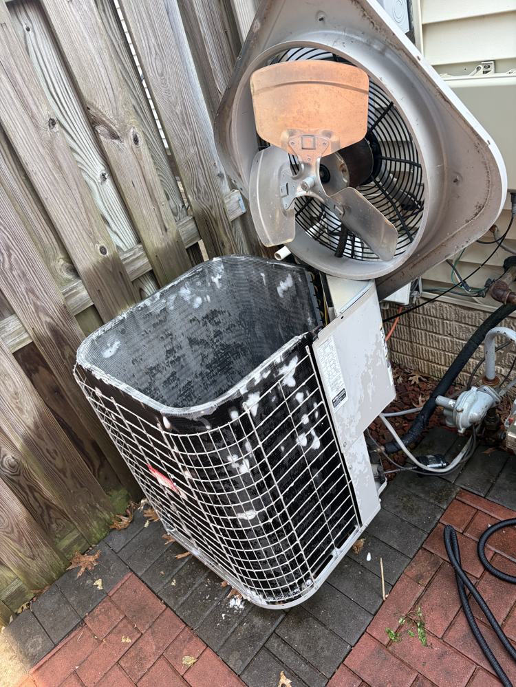Condenser opened with coil cleaner foaming during service